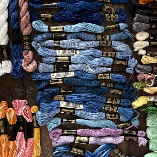 DMC embroidery threads lot, 90+ assorted colours