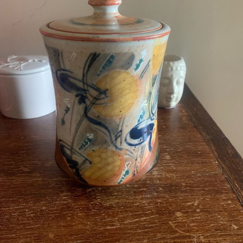 Handmade ceramic vase with lid like new