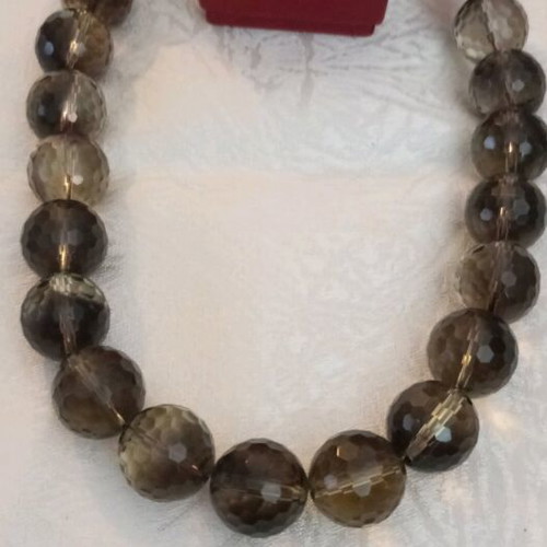 Smoky Quartz Necklace 925 Silver used, faceted stones, 45cm