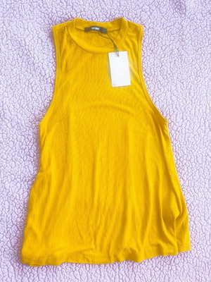 Bik Bok yellow top new, elongated and flared model, size S/M