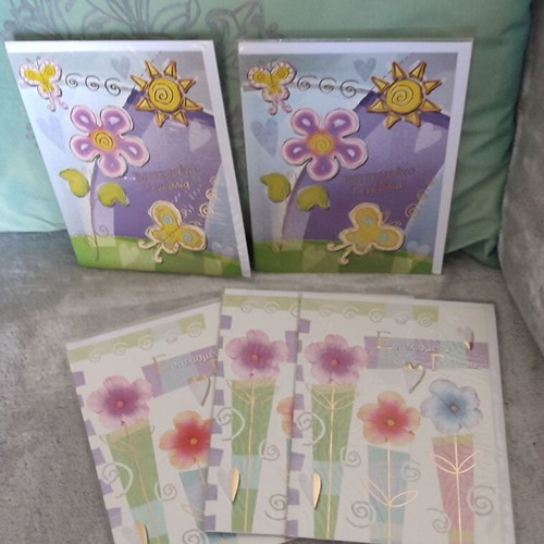 Happy Birthday Cards Spadi-Gold, set of 5, embossed gold foil