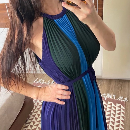 Massimo Dutti Pleated Halter Dress new, blue and green, sizes M and L