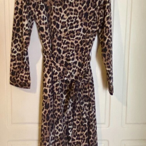 Midi women's dress animal print with buttons and belt like new