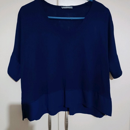 Zara blue blouse like new, short with elbow-length sleeve