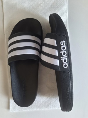 Adidas slippers black and white, size 42