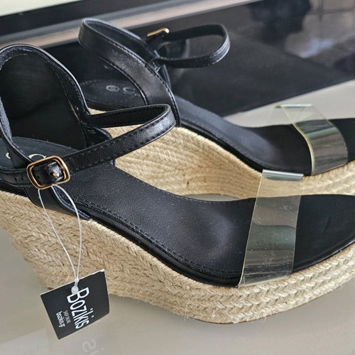 Bozikis platform shoes like new, black with transparent detail, size 41