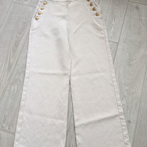 Sézane jeans trouser cotton and linen like new, ecru color