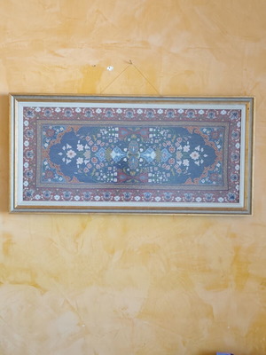 Handmade framed embroidery 43x87 cm used