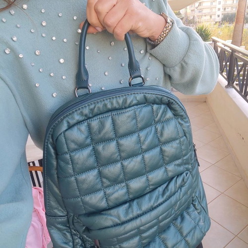 Backpack new green quilted