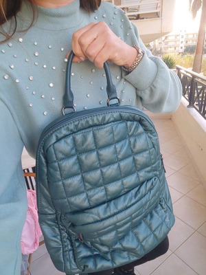 Backpack new green quilted