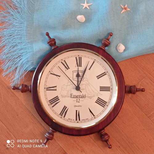 Cutty Sark clock authentic, wood with bronze, functional