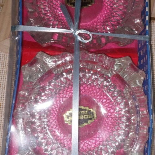 Vintage glass ashtray set of 2 by Extra Spiros, new