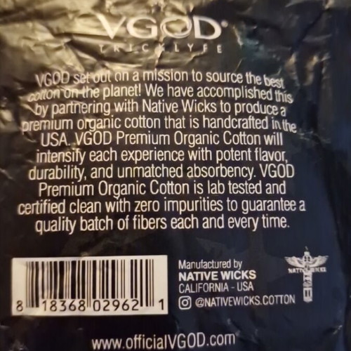 VGOD Premium Organic Cotton like new, 100% US grown for e-cigarette