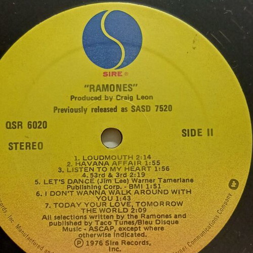 Ramones self-titled 1977 vinyl record new, punk