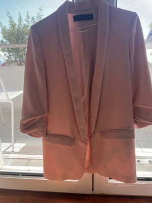 Zara straight blazer like new, powder pink, XS