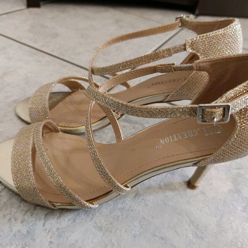 High heels sandal gold with thin heel new size 39