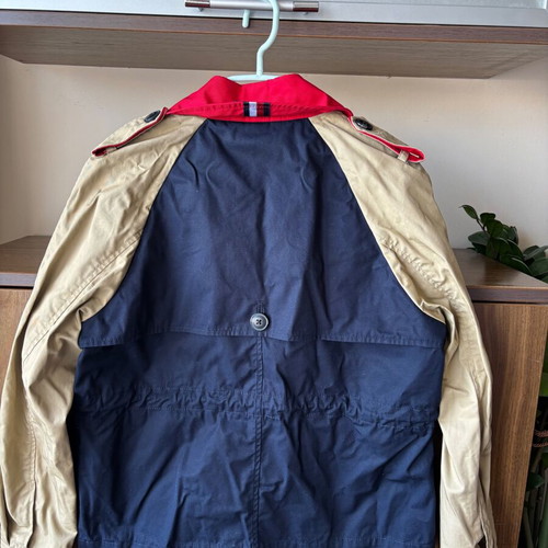 Tommy Hilfiger trench coat, size 32, red and beige, oversized
