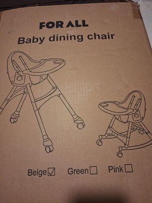 Baby dining chair, beige, leather cover