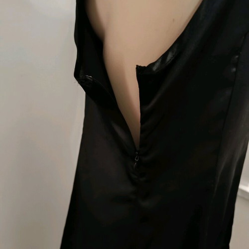 Black satin midi dress like new, size Large