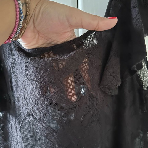 Semi-transparent dress used, black with stones, size M