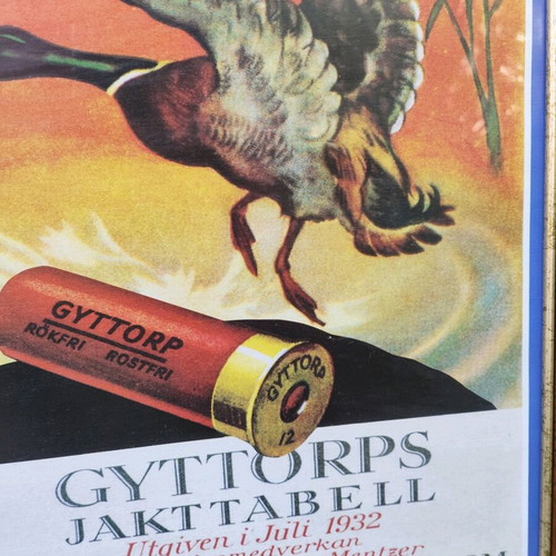 Vintage poster used, Nitroglycerin A:B Stockholm hunting chart from 1932
