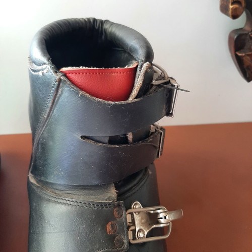 Vintage German leather ski boots used, 1960s