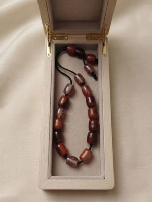 Komboloi economic series in terracotta with golden shine beads new