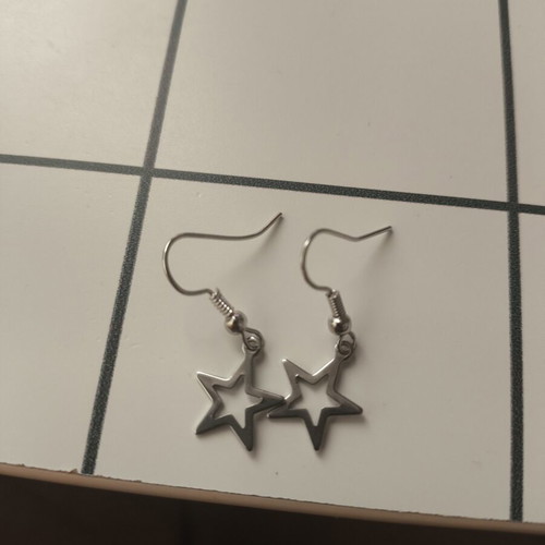Silver Star Earrings made-to-order with plastic stoppers
