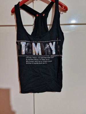 Tomy top large black new with sequins and crisscross back