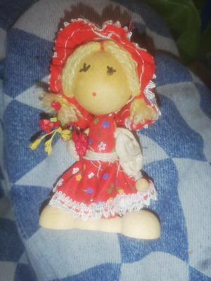 Wooden souvenir doll 6 cm like new