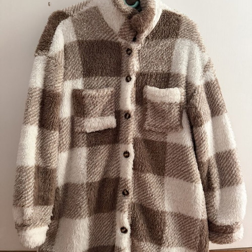 Fluffy cardigan brown beige like new