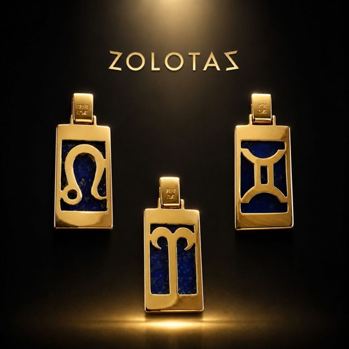 Zolotas 18K 750 La Chrysothèque vintage zodiac pendant with Lapis Lazuli, like new