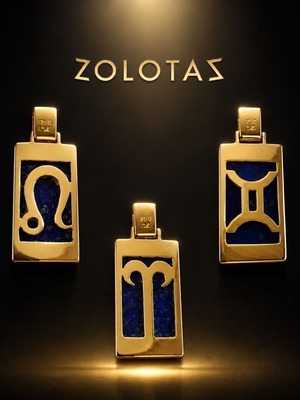 Zolotas 18K 750 La Chrysothèque vintage ζώδια με Lapis Lazuli σαν καινούργιο