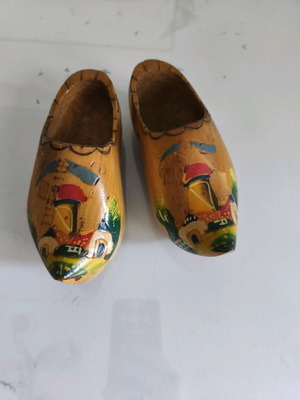 Traditional handmade Dutch Klompen wooden clogs used, size 14