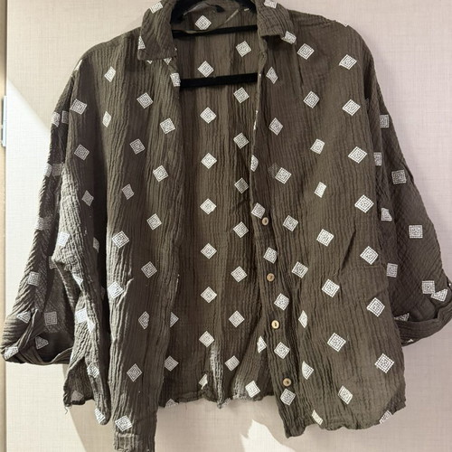 Zara shirt, green, size S / 36 / 8, linen-like
