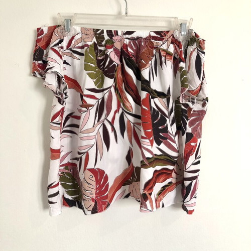 Enzzo Printed Top with Off-Shoulder and Crossover Back, New