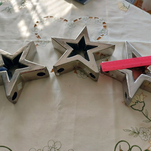 Metal stars used, set of 3, silver, 16 cm