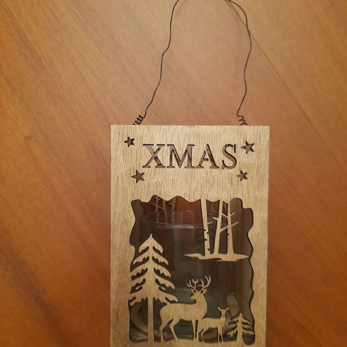 Christmas candle holder used, wooden
