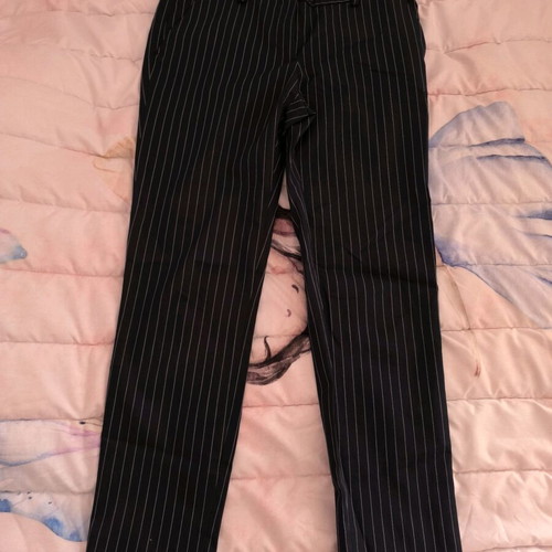 Zara women's fabric pants like new, dark blue with white stripe, size S
