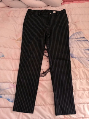 Zara women's fabric pants like new, dark blue with white stripe, size S