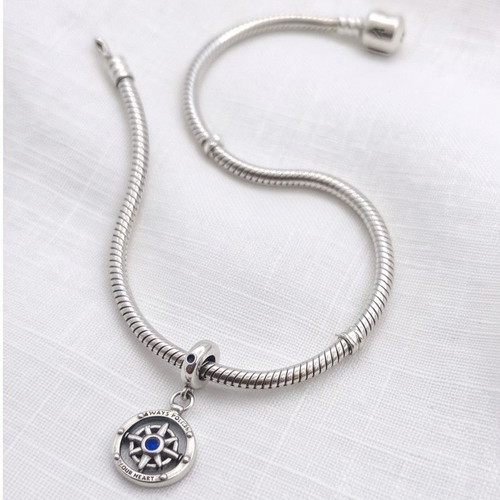 Pandora Rotating Compass Charm S925 New, Blue and Silver