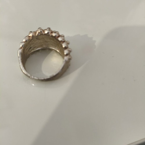Statement silver ring with embossed truffles used, excellent durability