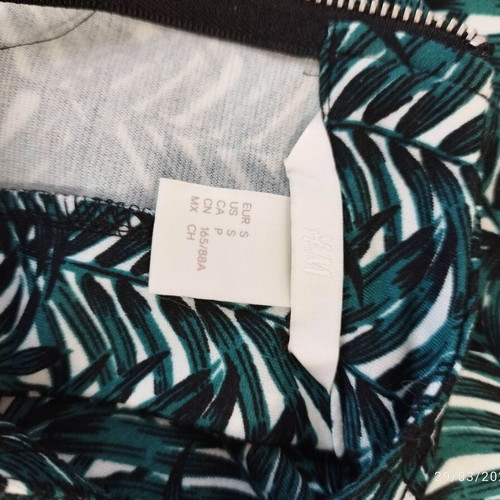 H&M dress lightweight summer with tropical leaf print, size S, like new