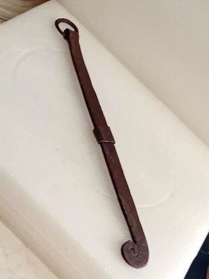 Vintage Handcrafted Wrought Iron Chestnut Tongs 35cm used