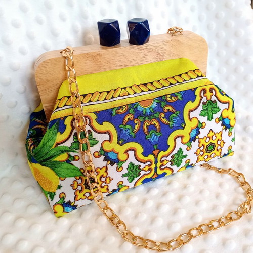 Handmade A To Z Greek shoulder bag two-sided with canvas and mink lining