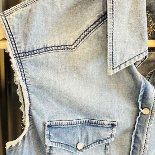 Liu Jo Jeans Denim Sleeveless Shirt with Gold Details