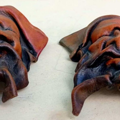 Leather decorative masks handmade set of 2 like new