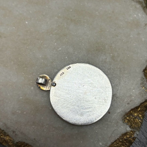 Silver pendant s950 used with enamel and 24K gold leaf