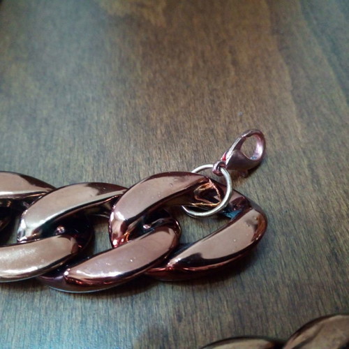 Acrylic faux bijoux set with bronze effect used, ring, earrings, necklace, bracelet