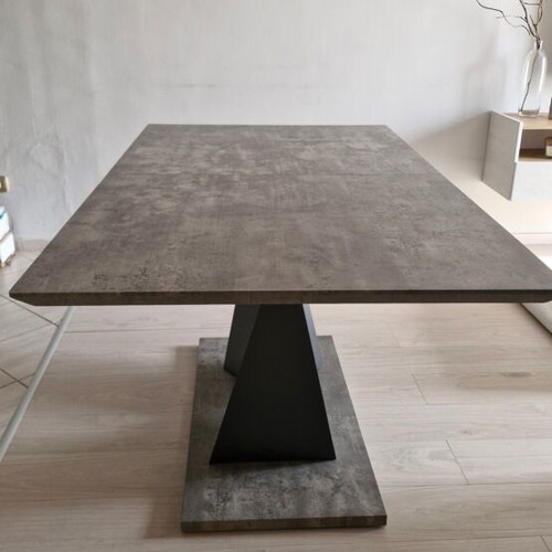 Grey cement dining table with extension